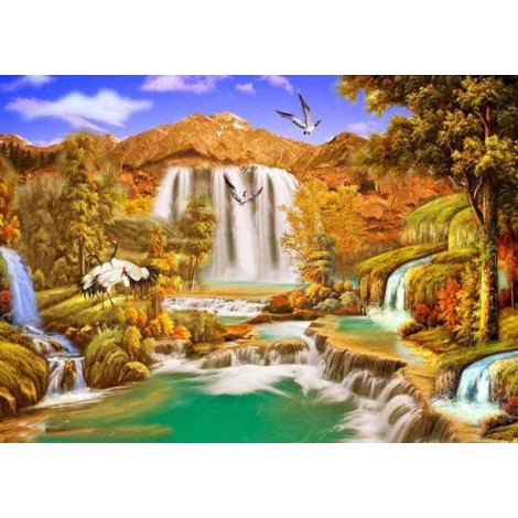 Golden Waterfalls 5D DIY Paint By Diamond Kit