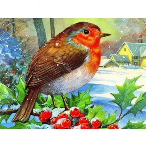 Little Bird In Snow 5D DIY Paint By Diamond Kit