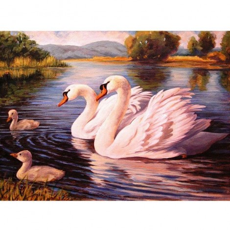 Double Swans 5D DIY Paint By Diamond Kit