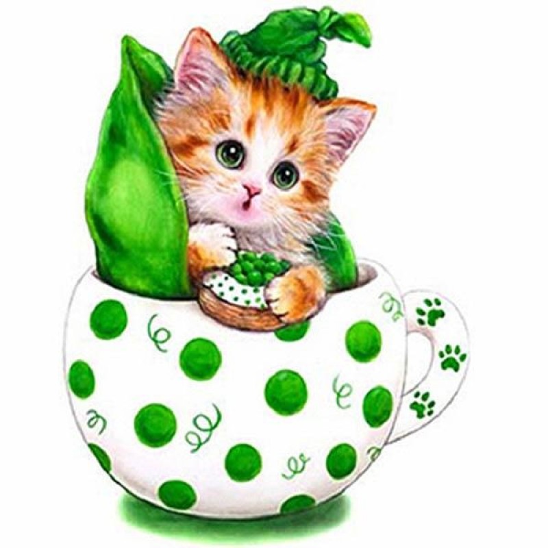 Green Cartoon cat 5D...