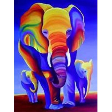 Colorful Elephants 5D DIY Paint By Diamond Kit