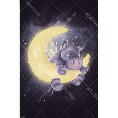 Pig On Moon 5D DIY Paint By Diamond Kit