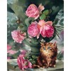 Cat And Flower Rose 5D DIY Paint By Diamond Kit