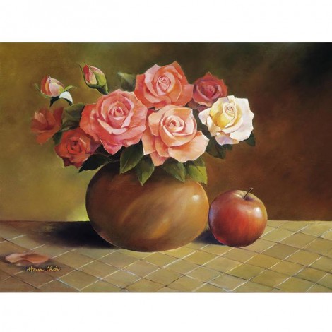 Roses And Apple by Han Choi - 5D DIY Paint By Diamond Kit