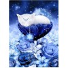 Cute Cat on a Blue Flower 5D DIY Paint By Diamond Kit