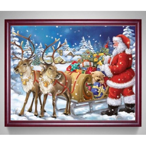 Santa Claus & Reindeer 5D DIY Paint By Diamond Kit