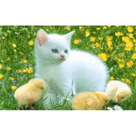 Kitten And Chicks 5D DIY Paint By Diamond Kit