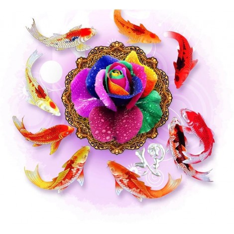 Nine Goldfish 5D DIY Paint By Diamond Kit