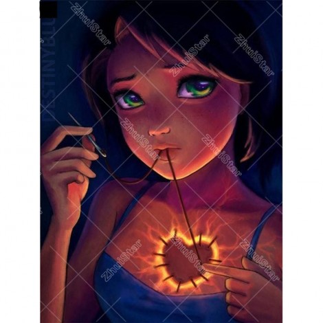 Girl With Shinning Heart 5D DIY Paint By Diamond Kit