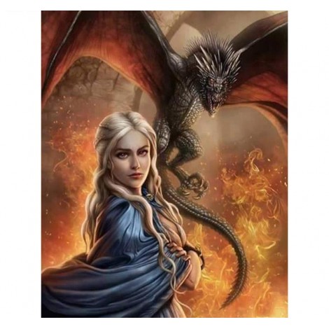 Girl & Dragon 5D DIY Paint By Diamond Kit