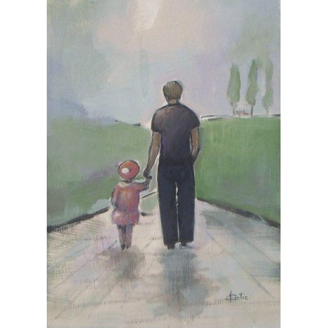 Father Walking With Daughter 5D DIY Paint By Diamond Kit