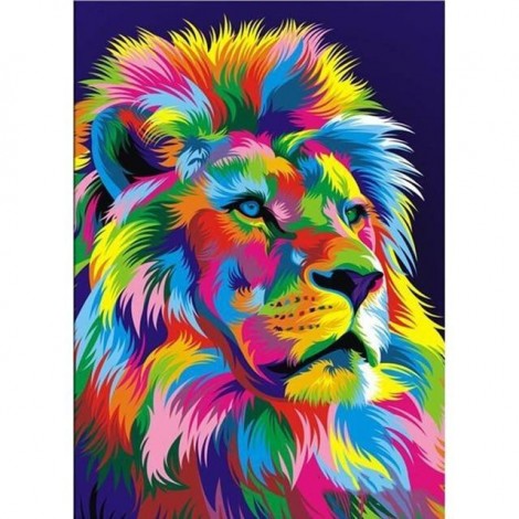 Majestic Colorful Lion 5D DIY Paint By Diamond Kit