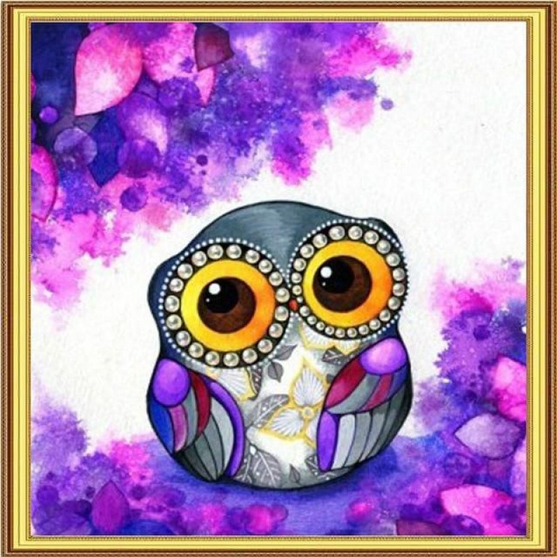 Purple White Owl 5D ...