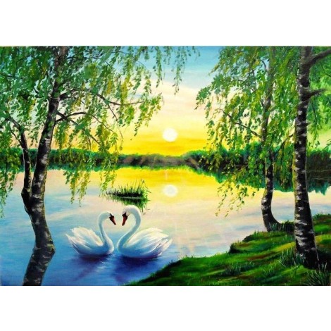 Swan Lake 5D DIY Paint By Diamond Kit