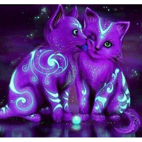 Purple Cat 5D DIY Paint By Diamond Kit