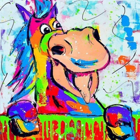 Colorful Horse Tongue Out 5D DIY Paint By Diamond Kit