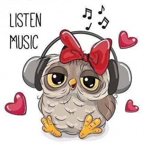 Owl Listening To Music 5D DIY Paint By Diamond Kit