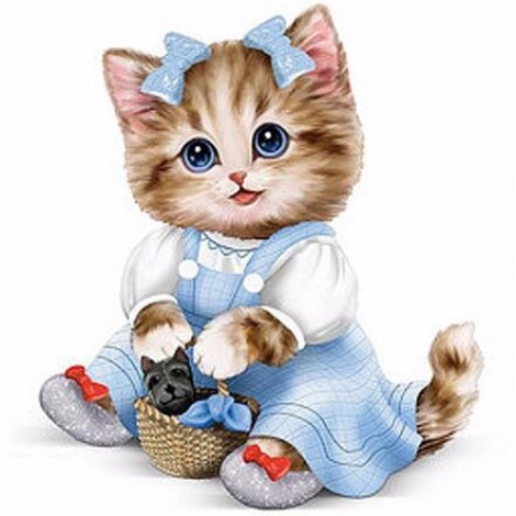 Joyful Blue Kitten 5D DIY Paint By Diamond Kit