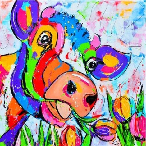 Flower Eating Cow 5D DIY Paint By Diamond Kit