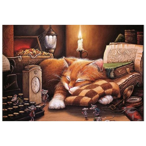 Cute Cat Sleeping 5D DIY Diamond Painting