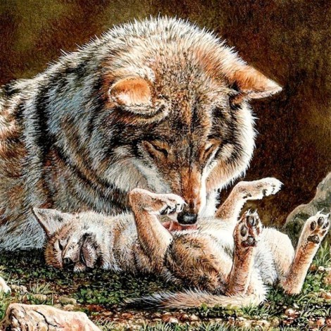 Mother & Baby Wolf 5D DIY Paint By Diamond Kit