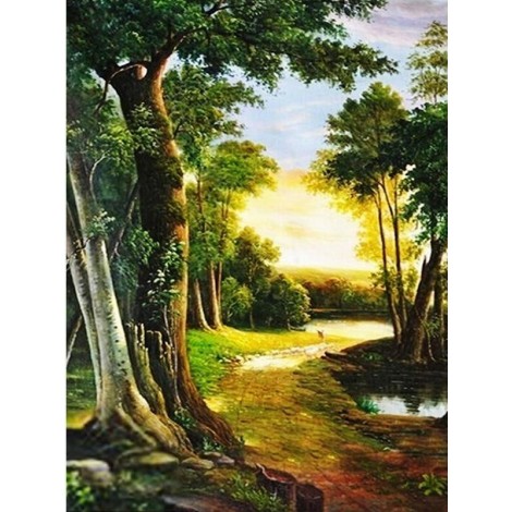 Sunrise in forest 5D DIY Diamond Painting