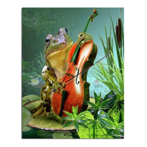 Frog Violin 30x40 5D DIY Paint By Diamond Kit