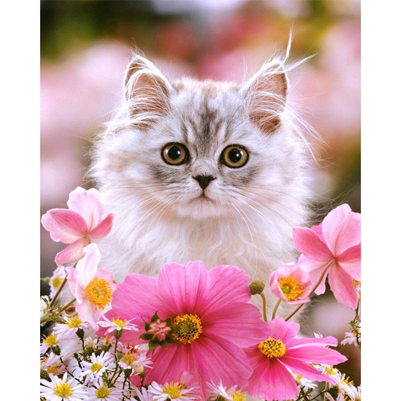 Kitten In Flowers 5D...