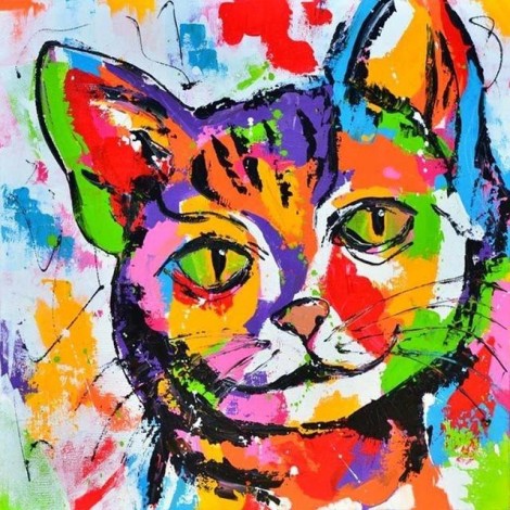 Colorful Cat 5D DIY Paint By Diamond Kit