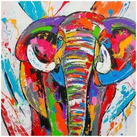 Cartoon Colorful Elephant 5D DIY Paint By Diamond Kit