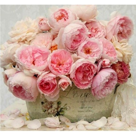 Pink Rose Floral 5D DIY Paint By Diamond Kit