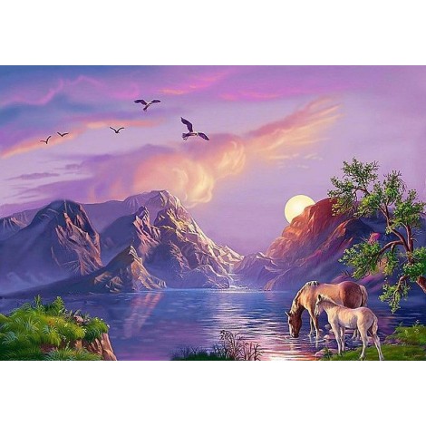 Horse Landscape 5D DIY Paint By Diamond Kit