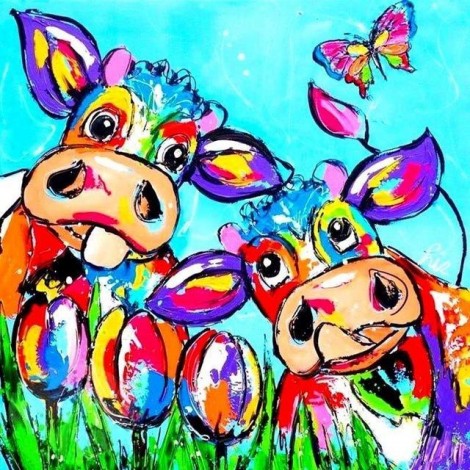 Cute Cow Couple 5D DIY Paint By Diamond Kit