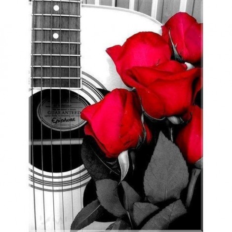 Roses & Guitar 5D DIY Paint By Diamond Kit