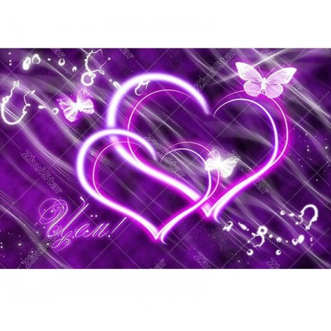 Purple Hearts 5D DIY Paint By Diamond Kit