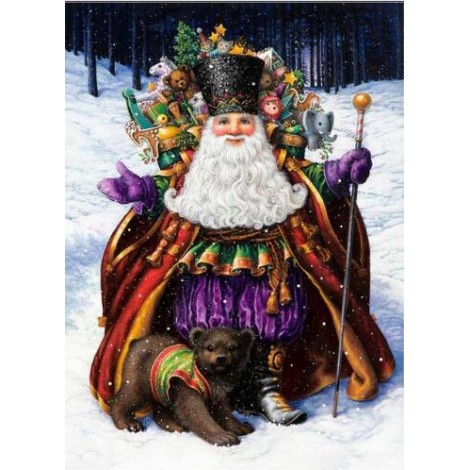 Embroidered Santa 5D DIY Paint By Diamond Kit