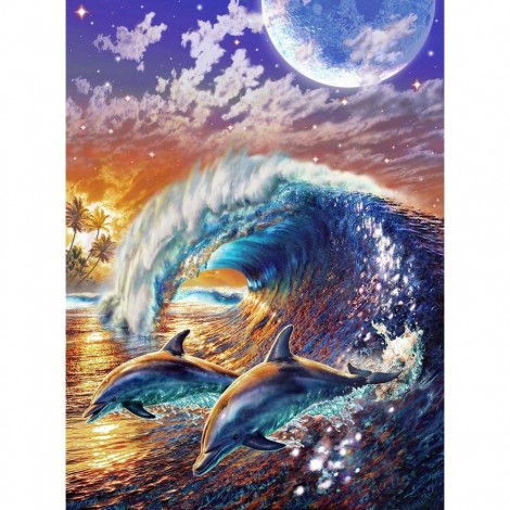 Dolphin Wave 5D DIY Paint By Diamond Kit