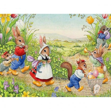 Rabbit Family 5D DIY Paint By Diamond Kit