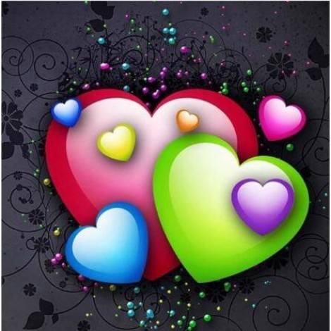 Colorful Hearts 5D DIY Paint By Diamond Kit