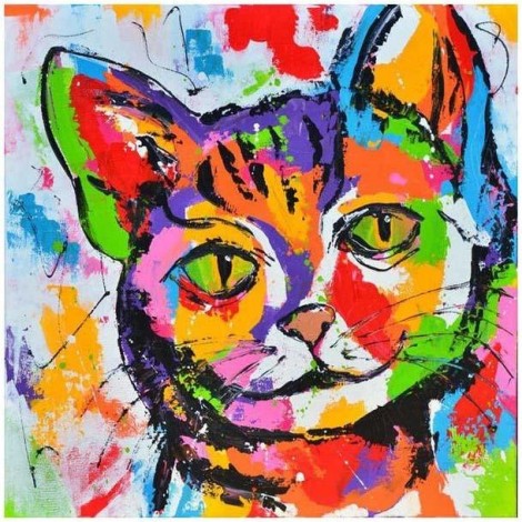 Colorful Kitten Painting - 5D DIY Paint By Diamond Kit