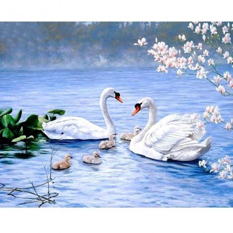 Happy Swans In The Lake 5D DIY Paint By Diamond Kit