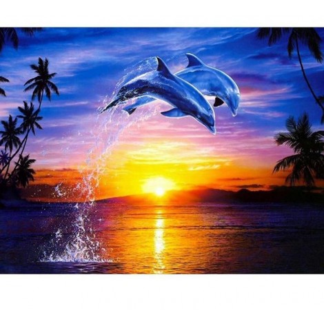 Sunset & Dolphin 5D DIY Paint By Diamond Kit