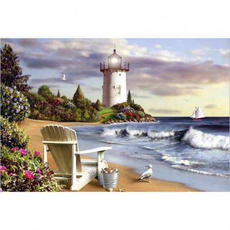 Sea Tower 5D DIY Paint By Diamond Kit