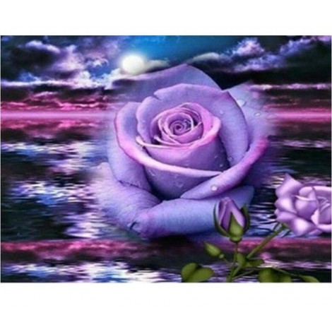 Purple Roses Flower 5D DIY Paint By Diamond Kit