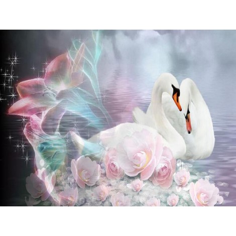 Mystical Swans 5D DIY Paint By Diamond Kit