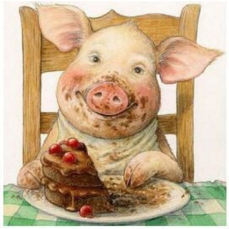 Cute Pig & Cake 5D DIY Paint By Diamond Kit