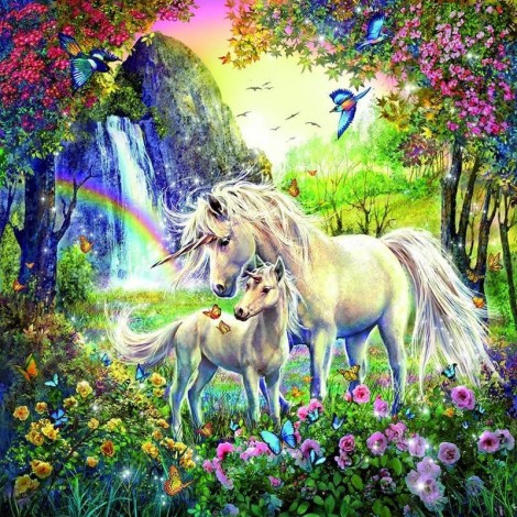 Horses in Serene Forest - 5D DIY Paint By Diamond Kit