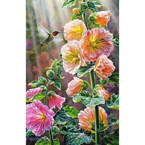 Hummingbird Flower 5D DIY Paint By Diamond Kit