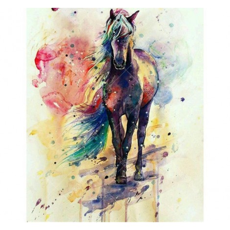 Multicolored Horse 5D DIY Paint By Diamond Kit