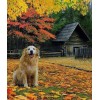 Golden Retriever & Fall Leaves 5D DIY Paint By Diamond Kit